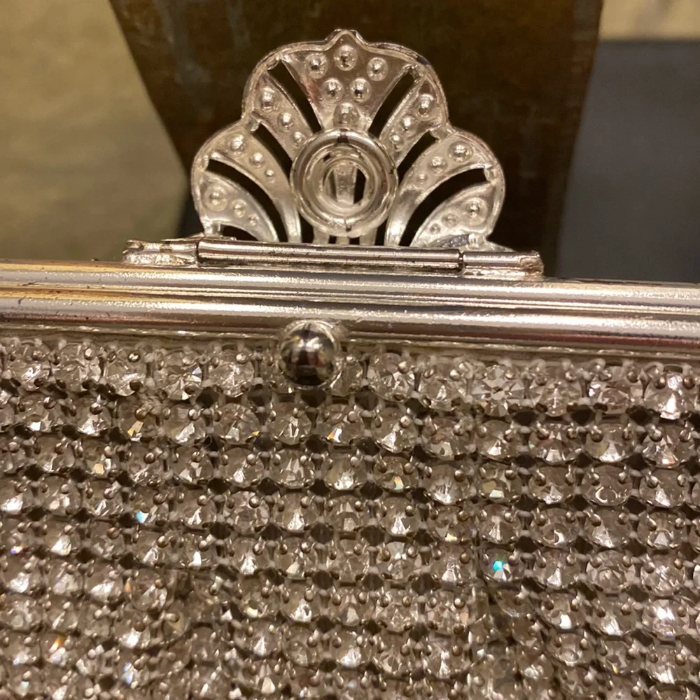 Rhinestone Encrusted Evening Clutch with Hidden Shoulder Chain - Picture 11 of 16